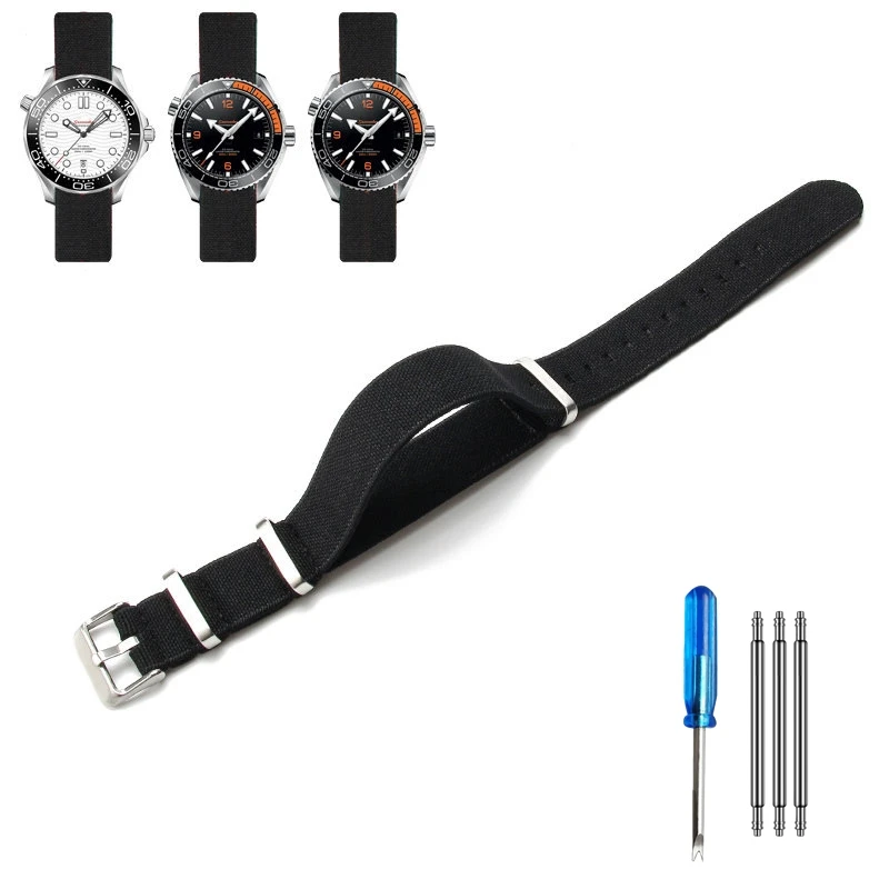 Elastic Nylon NATO Watch Strap - Multi-Size Diving Universal Bracelet