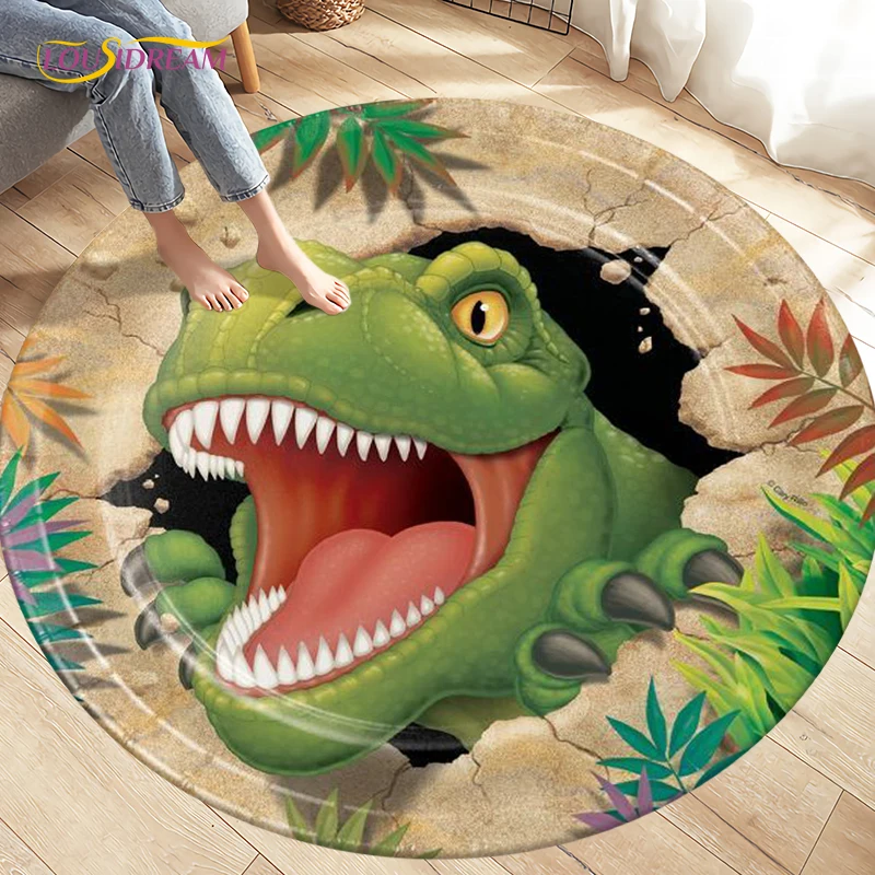 

Children's Cartoon Dinosaur Area Rug Round Carpets Rugs for Living Room Bedroom Foot Pad Decoration,Kids Non-slip Play Floor Mat