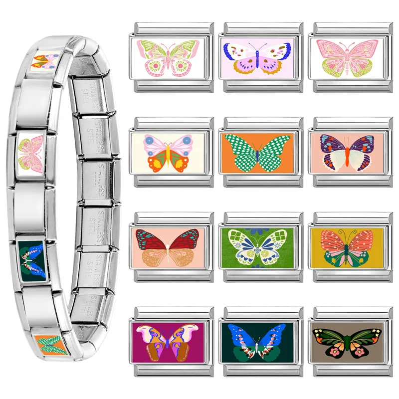 Butterfly Flower Series Charm Links Bracelet