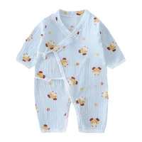 Vêtements pour bébé, combinaison pour nouveau-né, barboteuse en mousseline de coton à manches longues pour filles et garçons de 0 à 24 mois 2