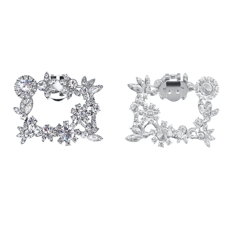 여성용 패션 반짝이는 크리스탈 신발 장식 클립, 신발 버클 액세서리, 하이힐 스퀘어 탈착식 신발 꽃, 1 개