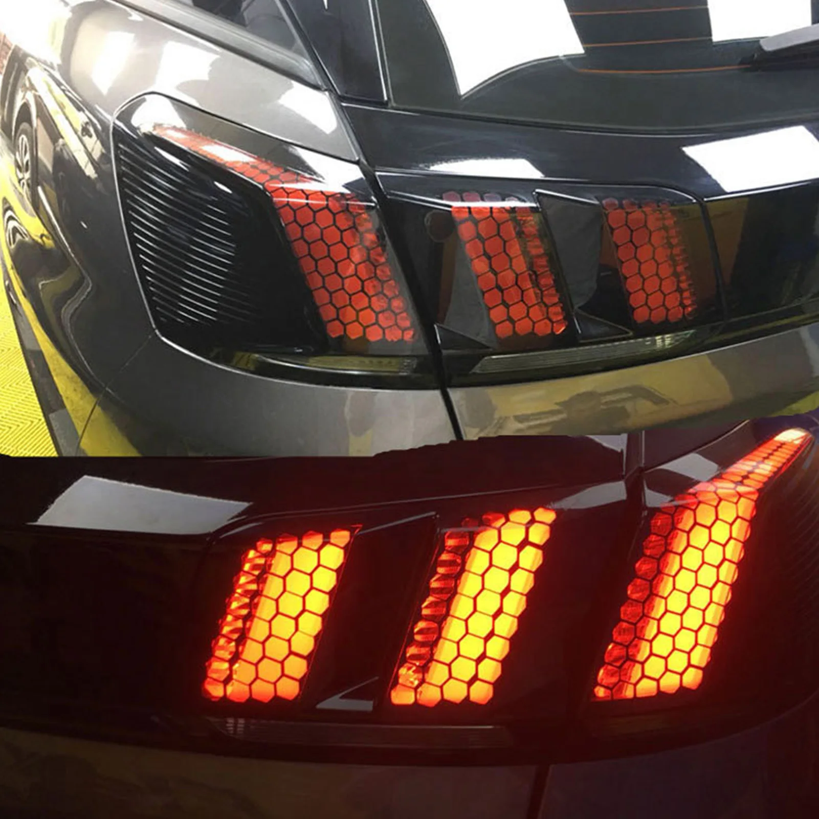Car Rear Tail Light Lamp Stickers Honeycomb Type Auto Decal Fog Light Smoke Film Decoration Wrap Decal Car Exterior Accessories