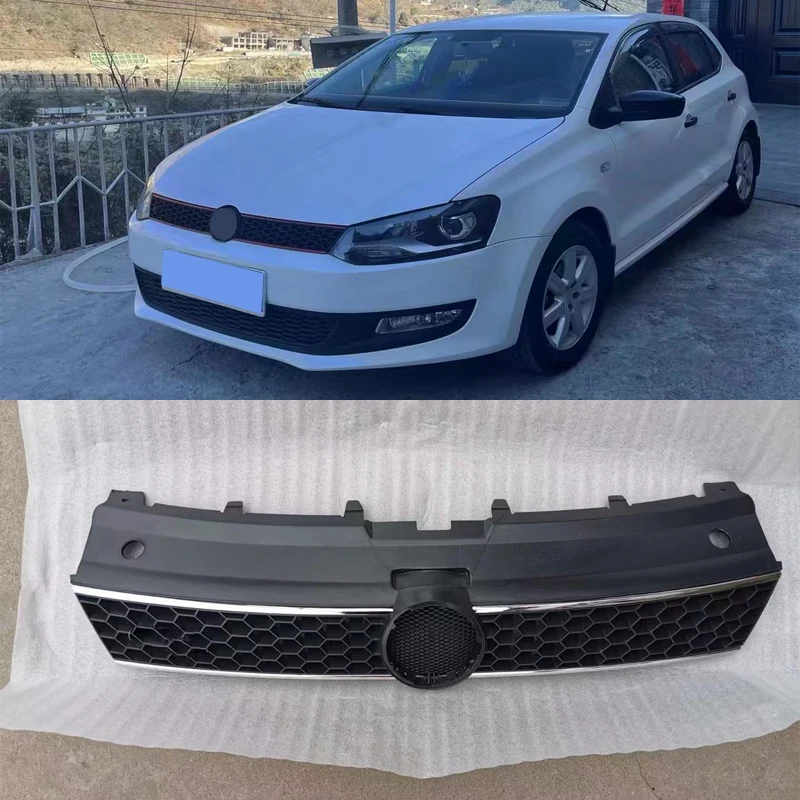 

Racing Grille Honeycomb Grill Center Grille For Volkswagen VW Polo 6R 2009 2010 2011 2012 2013 ABS Front Bumper Mask Mesh Cover