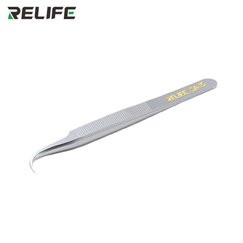 Precision Tweezers High-Hardness Stainless Steel Anti-slip Design Tight Clamping RELIFE SA-11/SA-15 For Electronic Maintenance