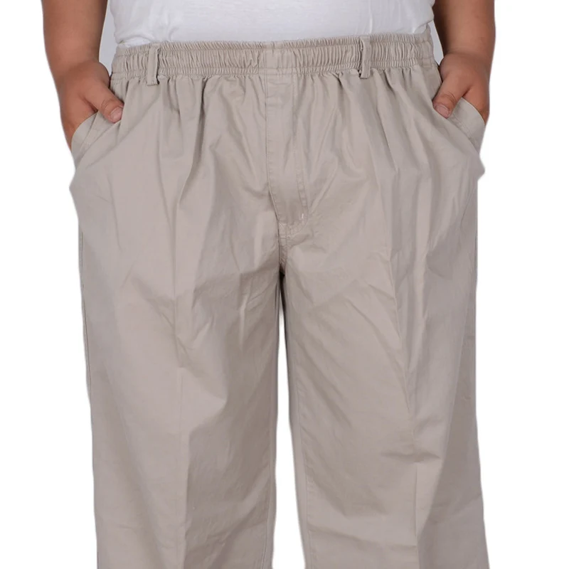 Plus size 8XL 11XL 13xl middle-aged men's summer thin elastic band high waist cotton casual trousers Dad oversize 9XL 8XL 7XL 6