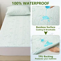 Drap-housse rafraîchissant en Fiber de bambou 1p, housse de protection de matelas respirante avec poche profonde pour l'été 5
