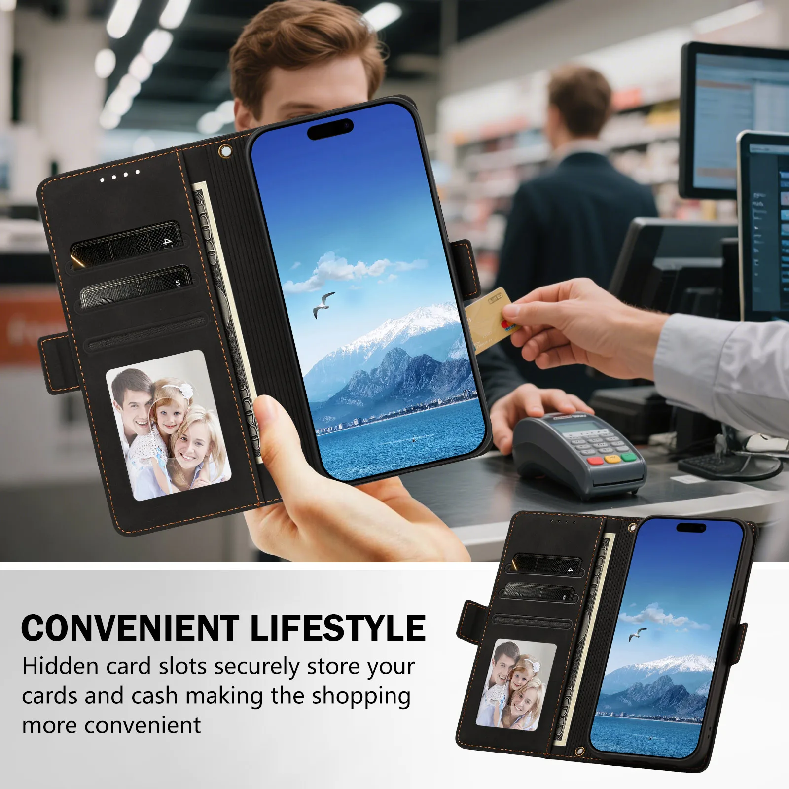 Luxury Leather Flip Wallet Phone Case - Premium Protective Cover