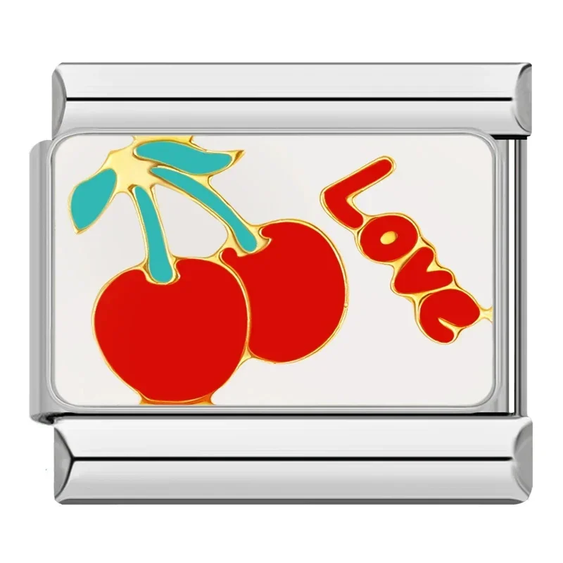 Elegant Red Glaze Floral Heart Charm for Bracelet Jewelry Making