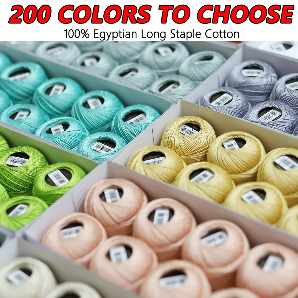Egyptian Long Staple Cotton Embroidery and Hand Sewing Thread Set - 10 Balls