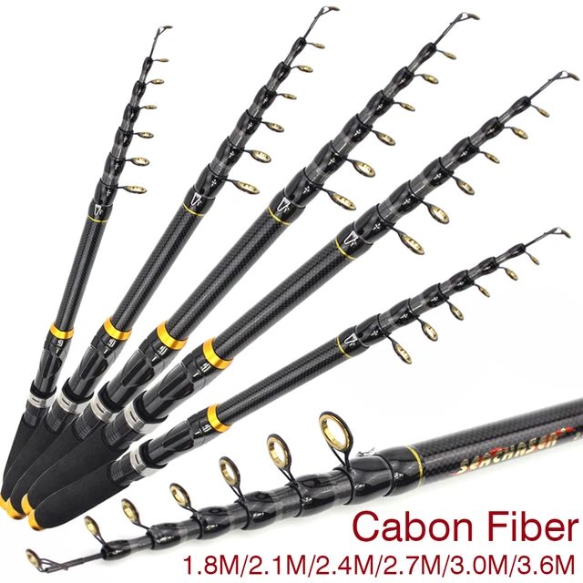 Carbon Fiber Portable Fishing Rod Telescopic Surf Travel Ultra Light  Spinning Fishing Pole 2.1M 2.4M 2.7M 3.0M 3.6M