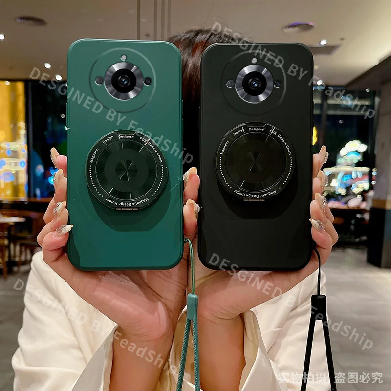 Magnetic Holder Silicone Phone Case with Bracket & Screen Protector Film