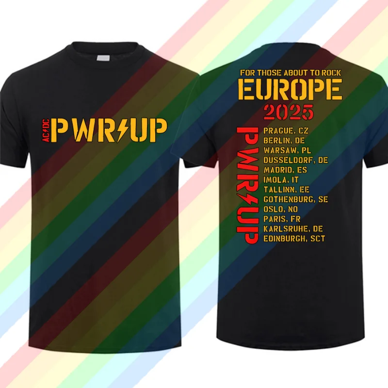 sport t shirt Men T Shirt Casual AC Pwr Up World Tour DC EUROPE 2025 Graphic Summer Short Sleeves