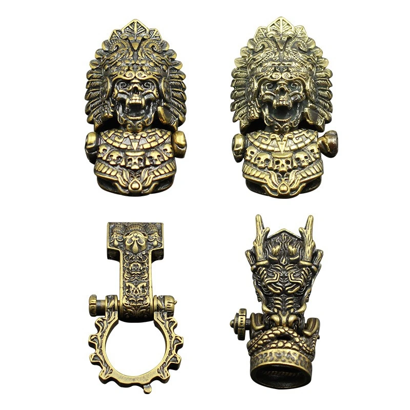 EDC Outdoor Tool DIY Accessories For Bracelet Weaving Paracord Multifunction Buckle Brass Wolf Head / Dropshipping