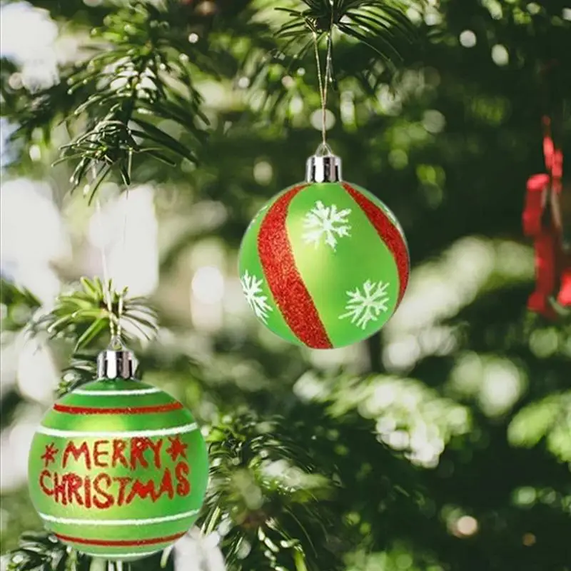 Christmas Tree Balls Ornaments Holiday Decor Glitter Ball Ornaments For Christmas Tree Wall Hanging Decoration 12Pcs/set