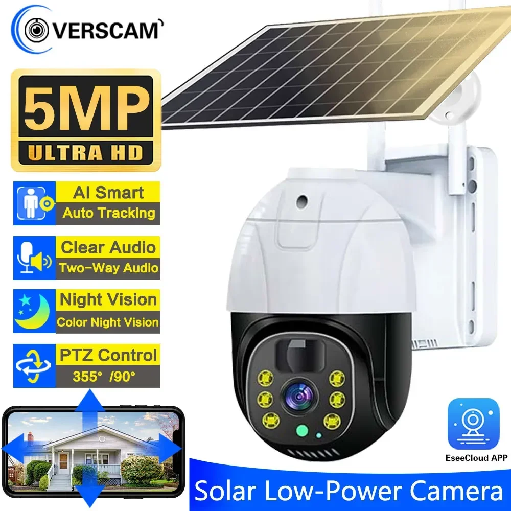 Hd 4G Solar Wifi Ptz Camera 5Mp Outdoor Ip66 Impermeabile Pir Detection Auto Tracking Wireless Cctv Telecamera Di Sorveglianza Di Sicurezza