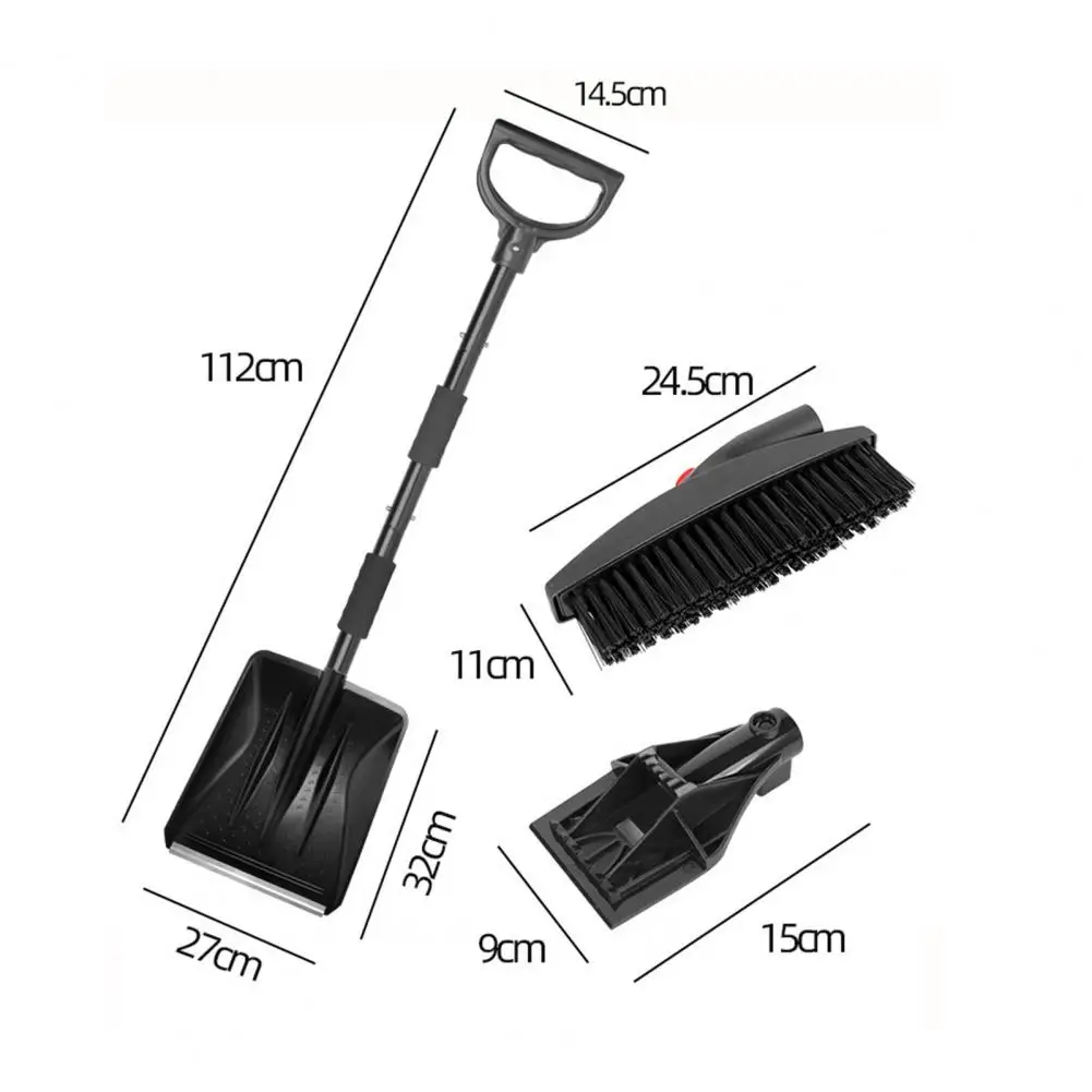 Car Wash Snow Shovel with 3-in-1 Brush Heads Nylon Bristles Rotatable Brush Head Snow Ice Scraper Heavy-duty Shovel
