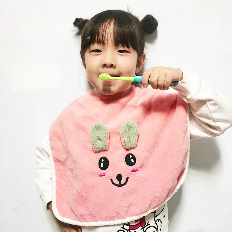 Cartoon Rabbit Baby Kids Bibs for Children Washing Face Towel Salive Towel Boys Girls Learning Brushing Teeth Towel Burp Cloths