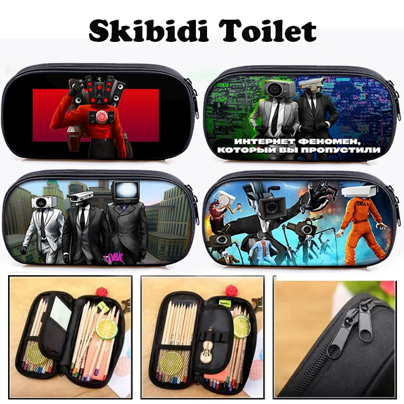 Cartoon Game Skibidi Toilet Pencil Bag Ragazzi Ragazze Studio Scatola Di Cancelleria Astuccio Donna Borse Cosmetiche Regalo Per Feste Di Compleanno Pe