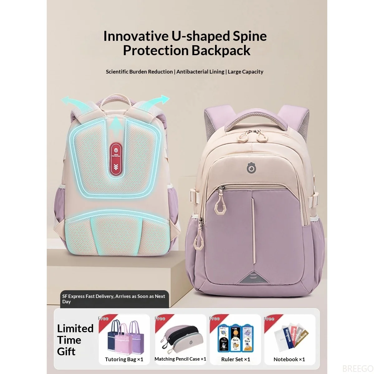 Kids School Backpack Spine Protection Ergonomic Lightweight Bookbag for Boys Girls Elementary Students Grades 3 6 Gift 1