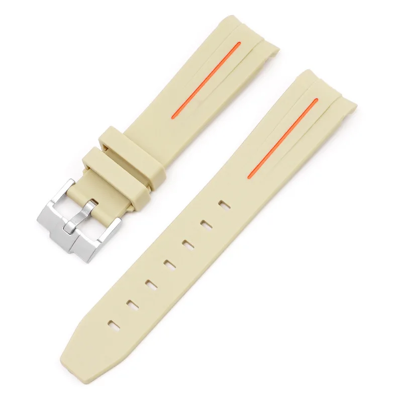 Silicone Diving Sport Watch Band - Curved End TPU Rubber Strap 20mm