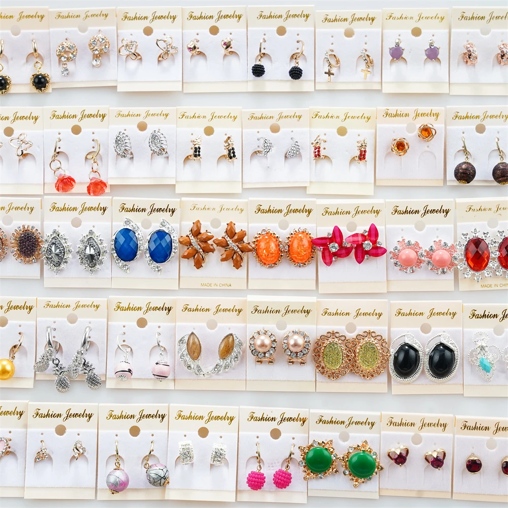 

20pair/lot Fashion Multicolor Crystal Stud Earrings For Women Colorful Trendy Party Gifts Jewelry Mix Style Wholesale