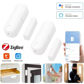 Tuya ZigBee Door Window Sensor Smart Home Contact Detector Open/Closed Detection Voice Control Alexa Google Home Security Alarm 1