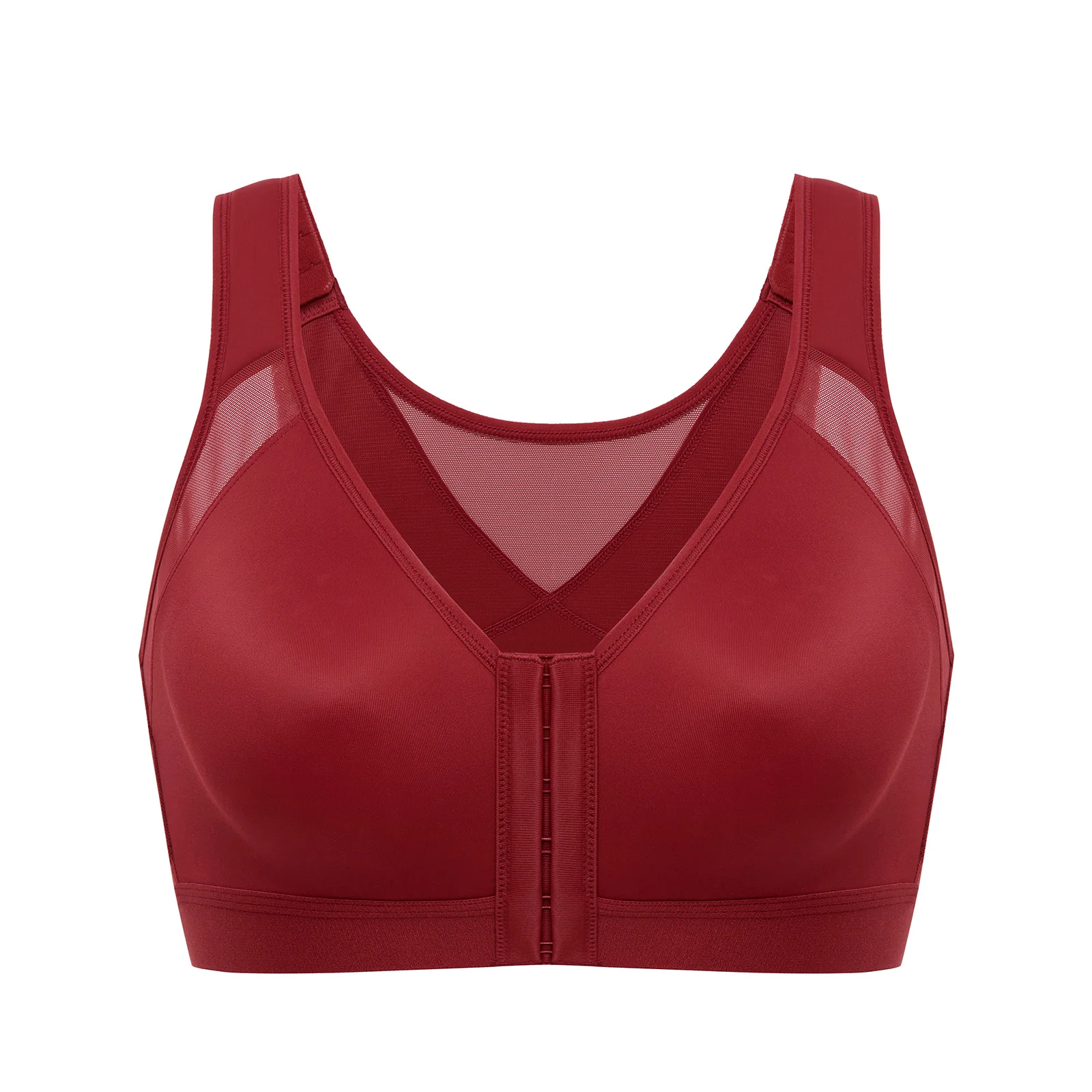 DELIMIRA Women's Full Coverage Front Closure Wire Free Back Support Posture Bra D DD E F G