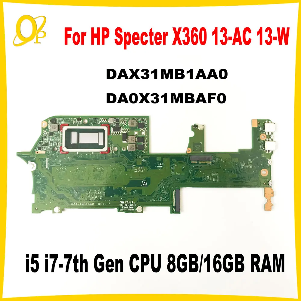 Muslimexayb Per Scheda Madre Per Laptop Hp Specter X360 13-Ac 13-W Con Cpu I5 I7-7Th Gen 8Gb/16Gb Ram Ddr4 Completamente Testato