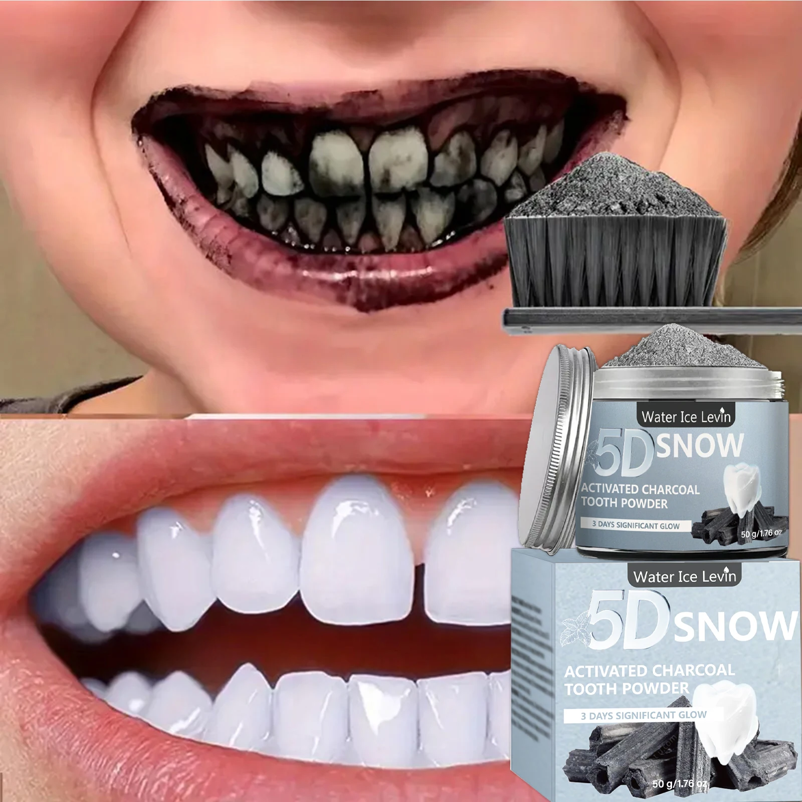 Poudre blanchissante pour les dents au charbon de bambou - Blanchiment naturel pour hommes et femmes, nettoyage en profondeur, haleine fraîche, dentifrice quotidien 1 Poudre blanchissante pour les dents au charbon de bambou - Blanchiment naturel pour hommes et femmes, nettoyage en profondeur, haleine fraîche, dentifrice quotidien 1