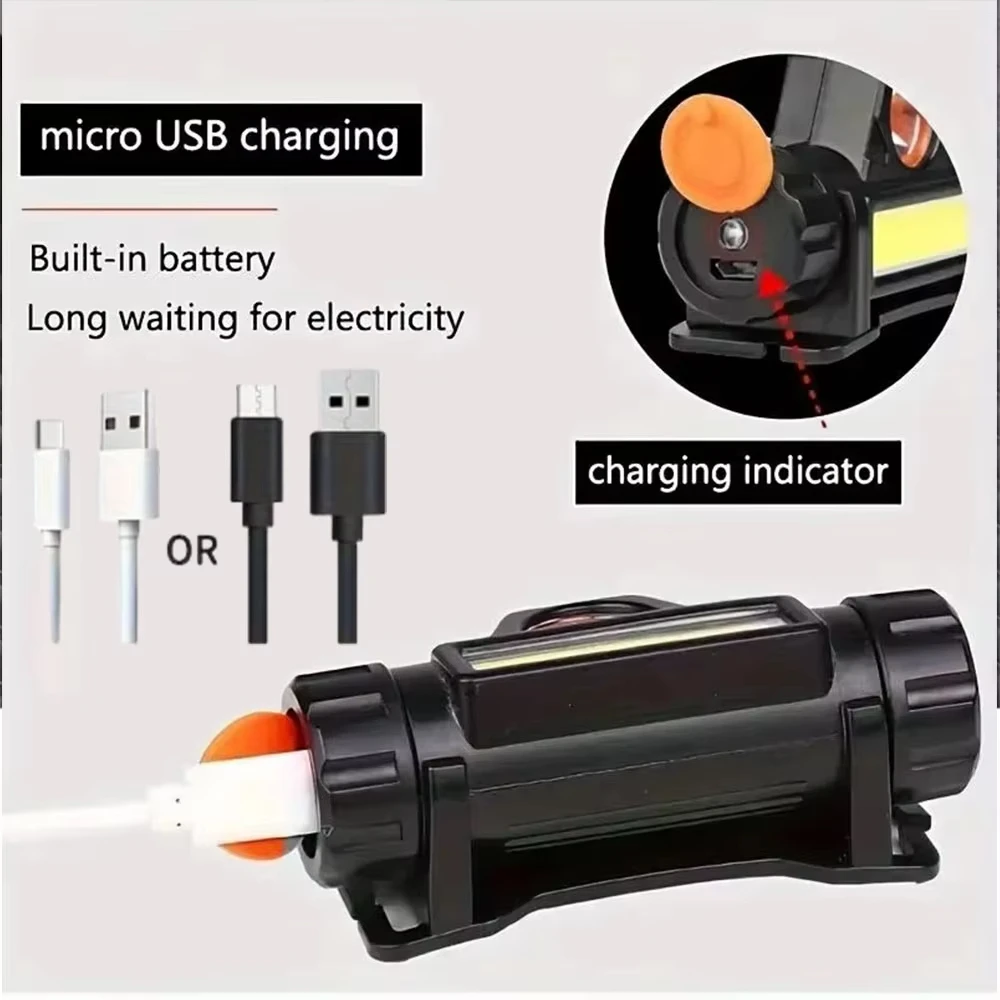 LED Headlamp Rechargeable COB USB Waterproof for Outdoor Fishing