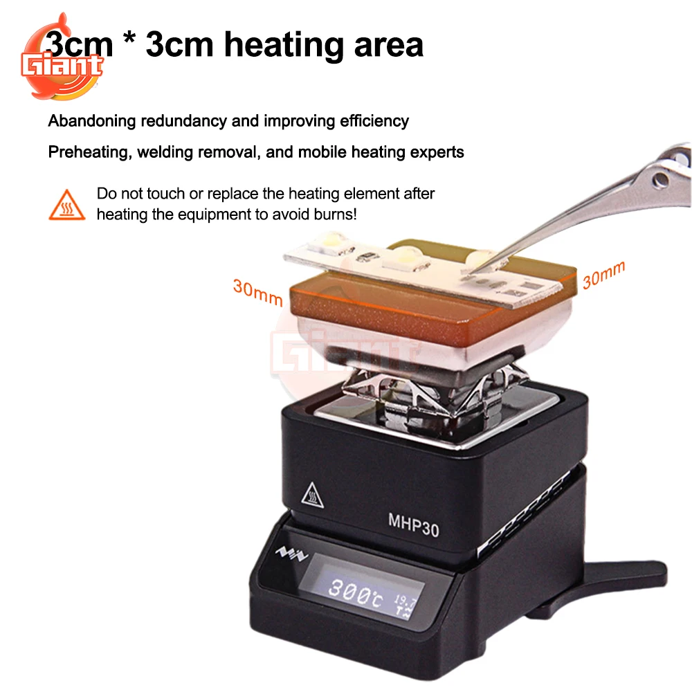 MHP30 Mini Hot Plate Soldering Station SMD Preheater Preheating Rework Station Intelligent Heating Plate PCB Board Repair Tools