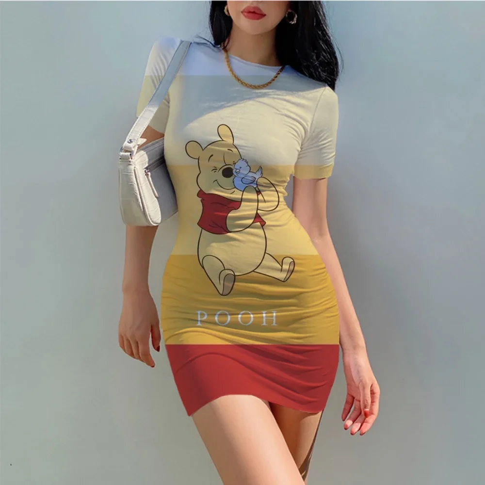 Disney Winnie the Pooh Bodycon Summer Dresses For Women Fashion Club Partywear Outfits Sexy Skinny Mini Dress Casual home clothe 5