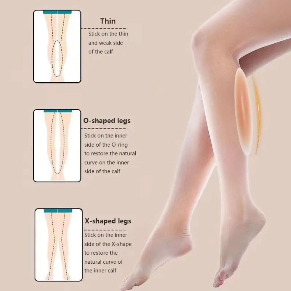 2pcs Contouring Silicone Calf Pads Self Adhesive No-Show Invisible Calves Support Reusable for Legs Shape Pads