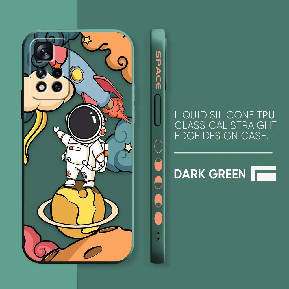 thumbnail image 1 of Case For Redmi Note 12 11 11T 11R 11E 10 9 8 7 7S PRO PLUS 4G 5G Simple Liquid silicone Case Cute Cartoon Spaceman Astronaut, 1 of 5