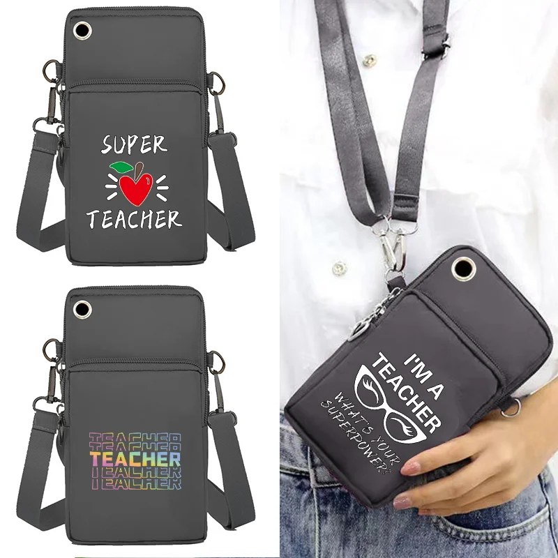 

Teacher Print Mobile Phone Bag Pouch for IPhone 13 Mini 12 Pro Max Bag for Samsung S21 S20 FE S10 Plus Pocket Sport Arm Bag