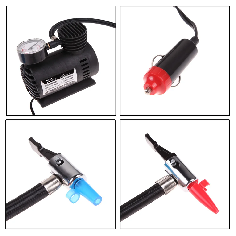 12V Smart Tire Pump with Pressure Gauge Electric Air Pump Car Electric Tire Inflator for Car Motorcycle Bicycle