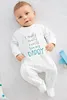 Spring Autumn Newborn Infant Baby Boys and Girls One Piece Clothing Sets Letters Printed Long Sleeve Footed Romper Outfit 3