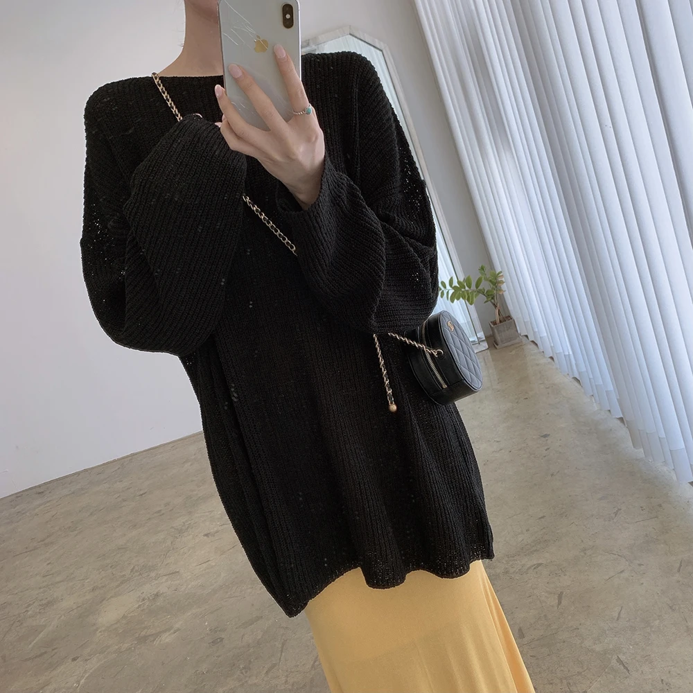 Croysier Fall Clothes For Women Pullovers Long Sleeve Round Neck Casual Pullover Jumper Candy Color Knitted Oversized Sweater red cardigan