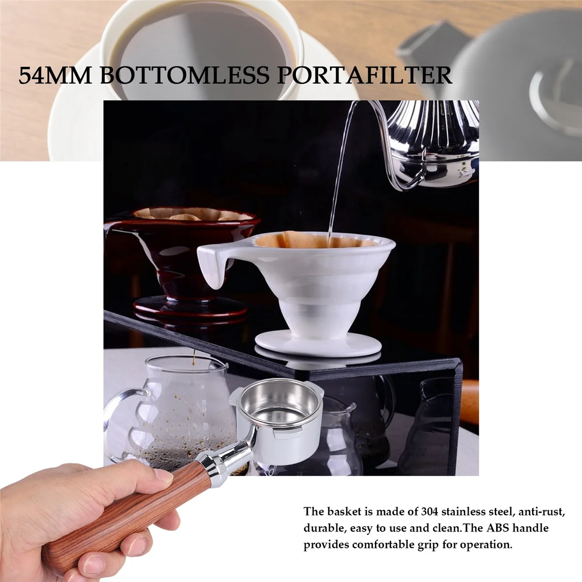 54mm Bottomless Portafilter for Breville Barista Express BES870XL BES870BSXL BES878BSS BES880BSS BES840XL and More C HOT