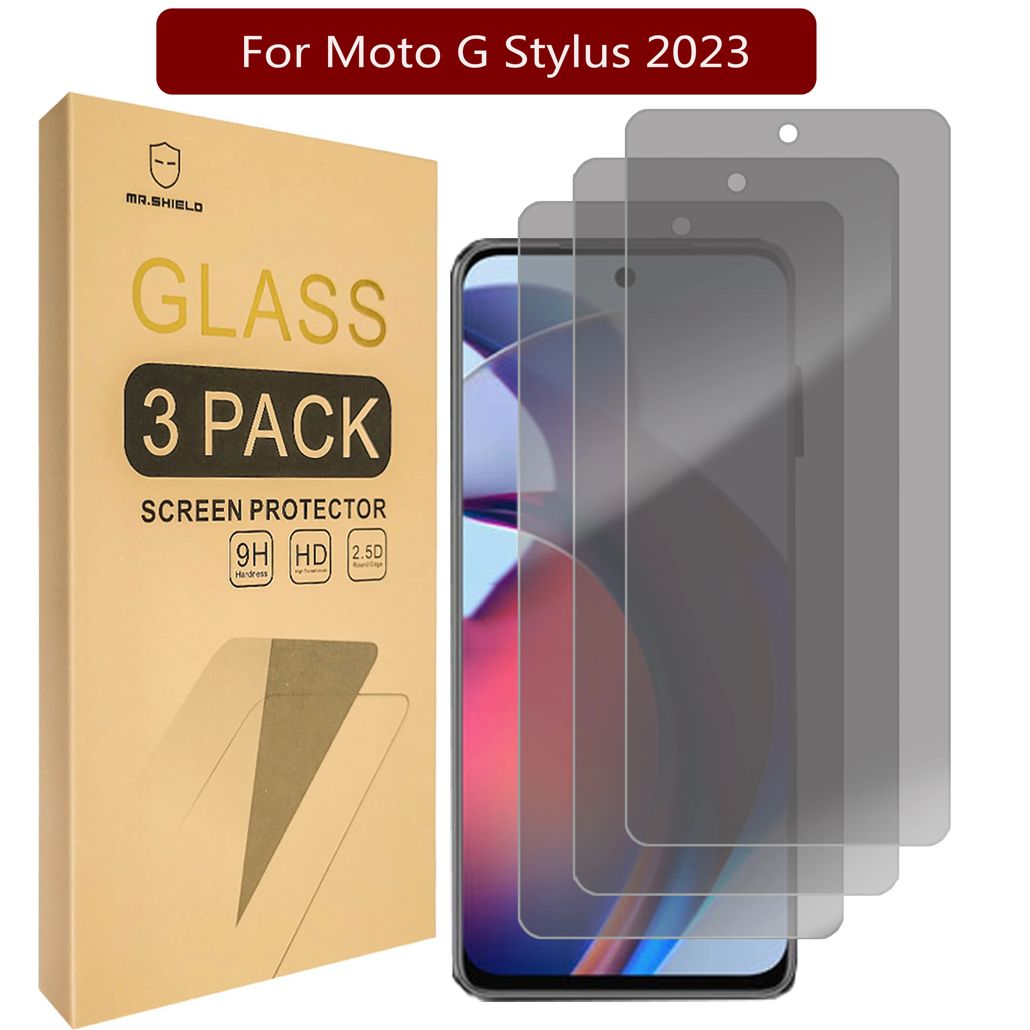 

Mr.Shield Privacy Screen Protector compatible with Motorola Moto G Stylus (2023) [Tempered Glass][3-Pack] [Anti Spy]