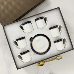 European Light Luxury Fashion Afternoon Tea Coffee Cup Blue Phnom Penh Bone China Bulgari 12-Piece Espresso Cup And Saucer Set