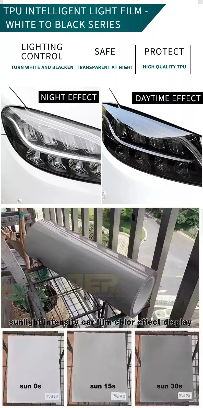 tpu ppf inteligente fotochromic farol película de proteção para qualquer lâmpada do carro decorar