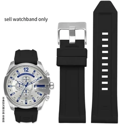 Premium Waterproof Silicone Rubber Watch Band - Soft, Durable Large Strap for 26mm (Black-silver)