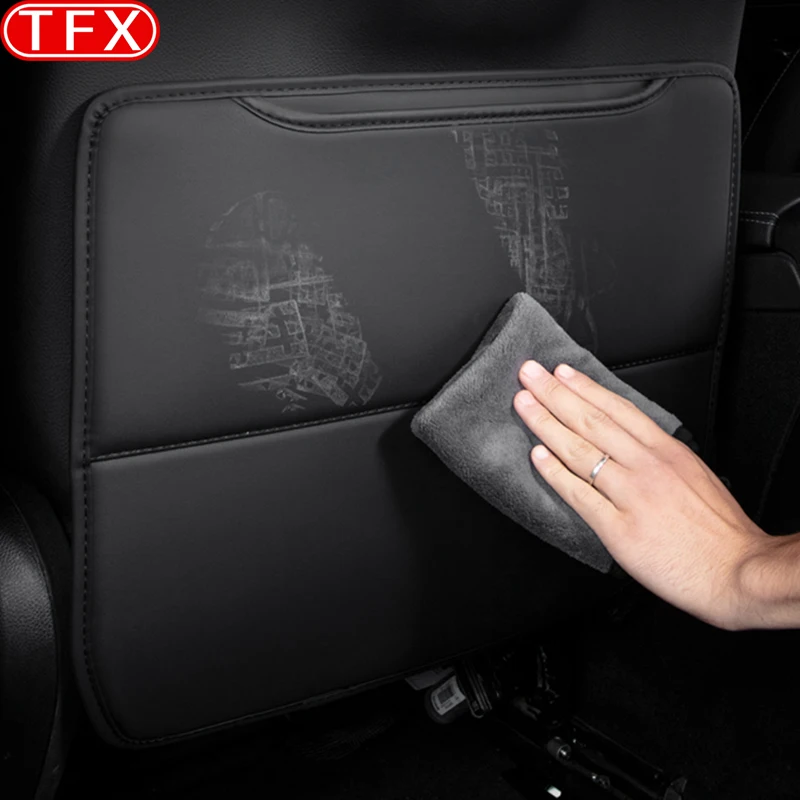 For Geely Geometry C Car PU Leather Anti Kick Mat Pad Anti-kick Protector Mats Seat Back Protector Auto Accessories