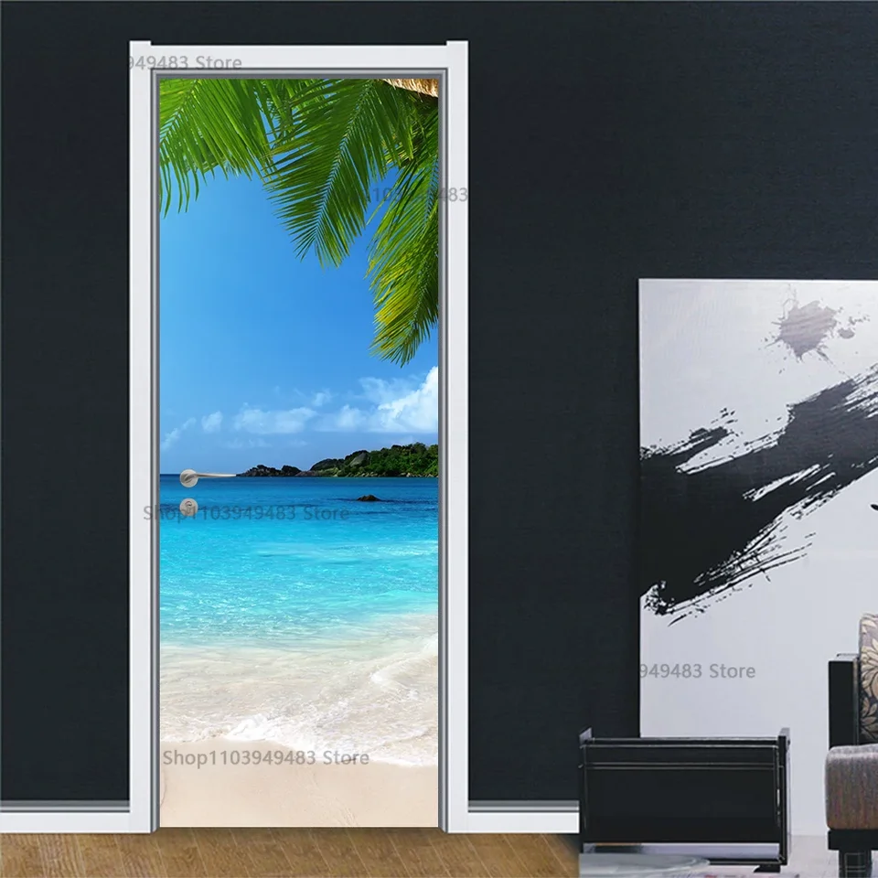 Autocollant De Porte Adhésif 85x205 Cm - Déco Murale Forêt, Imperméable | Décoration Intérieure Facile à Poser