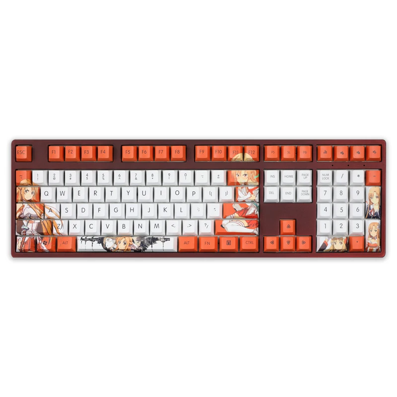 Chaves Conjunto Pbt Tintura Subbed Keycaps dos Desenhos Animados Anime Gaming Key Caps Cherry Perfil Keycap para Espada Arte On-line Sao Yuuki Asuna 108 - Imagem 5