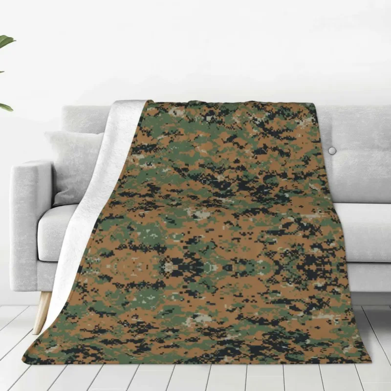 

Marpat Woodland Camouflage Blankets Army Military Camo Wool Funny Soft Throw Blankets for Bedding Lounge Summer