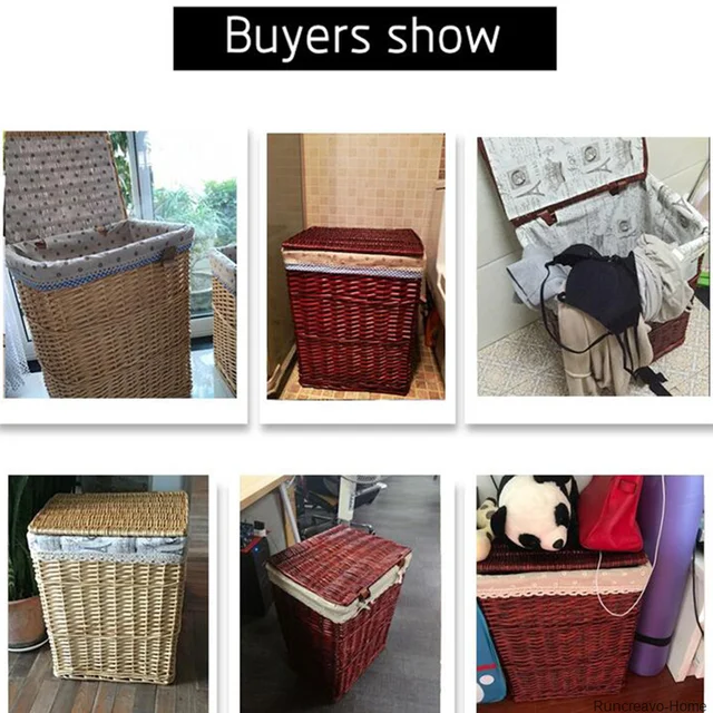 Hand-woven Storage Basket Laundry Wicker Baskets Corn Husk Sundries  Organizer Clothes Toys Storage Container Cesta Mimbre - Storage Baskets -  AliExpress