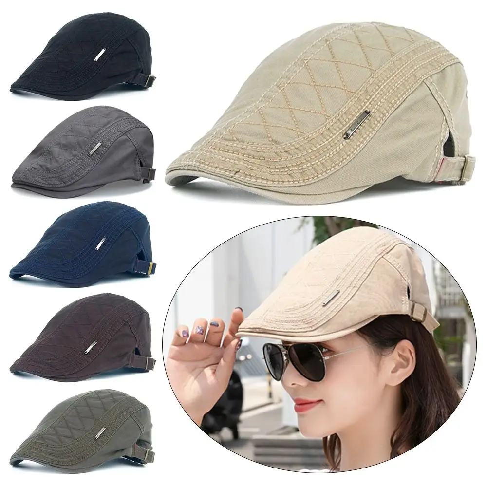 Cotton Ivy Flat Cap Newsboy Adjustable Beret Cabbie Gatsby Driving Hat Retro Men