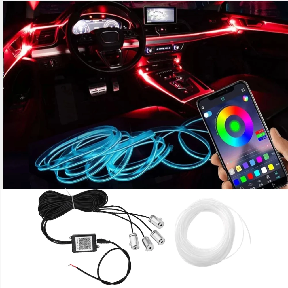 6m Car Door Light Foot Ambient Car Lighting Decorative Ambient Light Backlight EL Neon Led